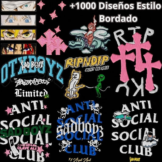 Paquete de 1000+ Diseños DTF Estilo Bordado en PNG